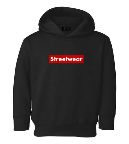 Streetwear Red Box Logo Toddler Kids Pullover Hoodie Hoody in Black