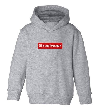 Streetwear Red Box Logo Toddler Kids Pullover Hoodie Hoody in Grey