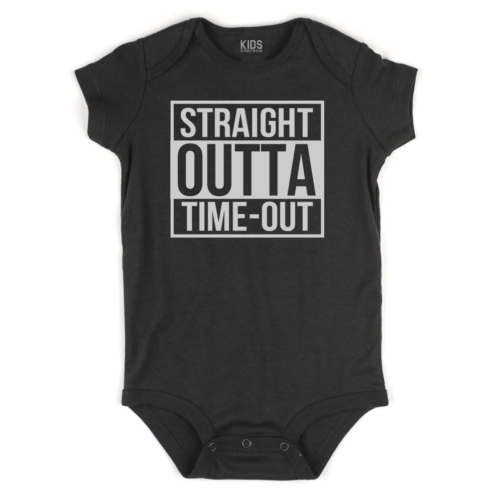 Straight Outta Time Out Infant Onesie Bodysuit in Black