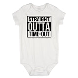 Straight Outta Time Out Infant Onesie Bodysuit in White