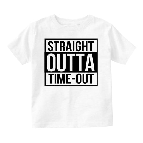 Straight Outta Time Out Infant Toddler Kids T-Shirt in White