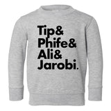 Tip Phife Ali And Jarobi Tribe Toddler Kids Sweatshirt in Grey