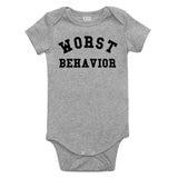 Worst Behavior Infant Onesie Bodysuit in Grey