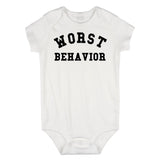 Worst Behavior Infant Onesie Bodysuit in White